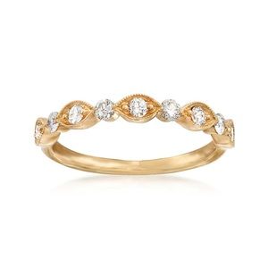 18KY Henri Daussi Ring/Wedding Band 0.3 Ct TW